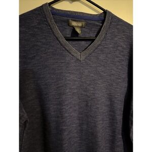 Kenneth Cole Reaction Mens V-Neck Blue Sweater Pullover Size Large